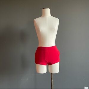 Theory Red High-Waist Micro Shorts | Statement Runway Panty Shorts (S/25)